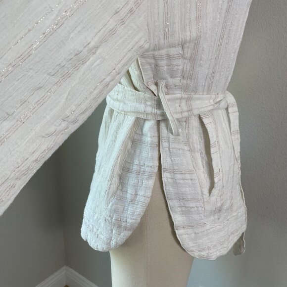 HEI HEI ANTHROPOLOGIE Womens XS Kimono Jacket Metallic Striped Lagenlook - Picture 7 of 13